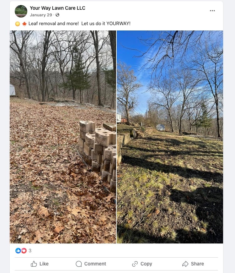 Your Way Lawn Care Facebook Post